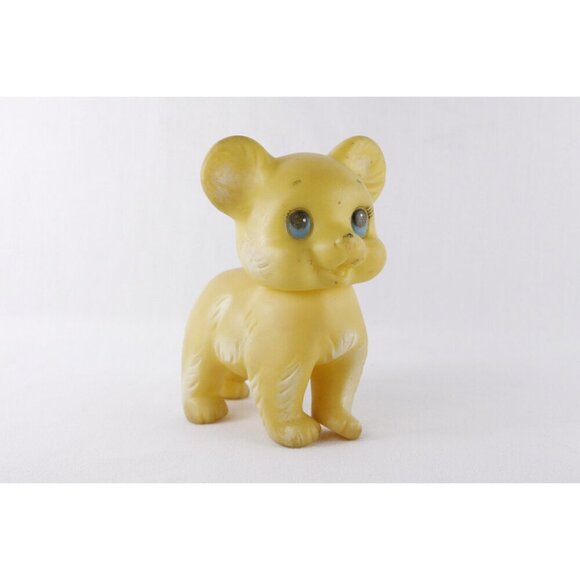 Vintage yellow rubber bear squeaky toy made in Taiwan old baby toy nursery decor - Picture 2 of 10
